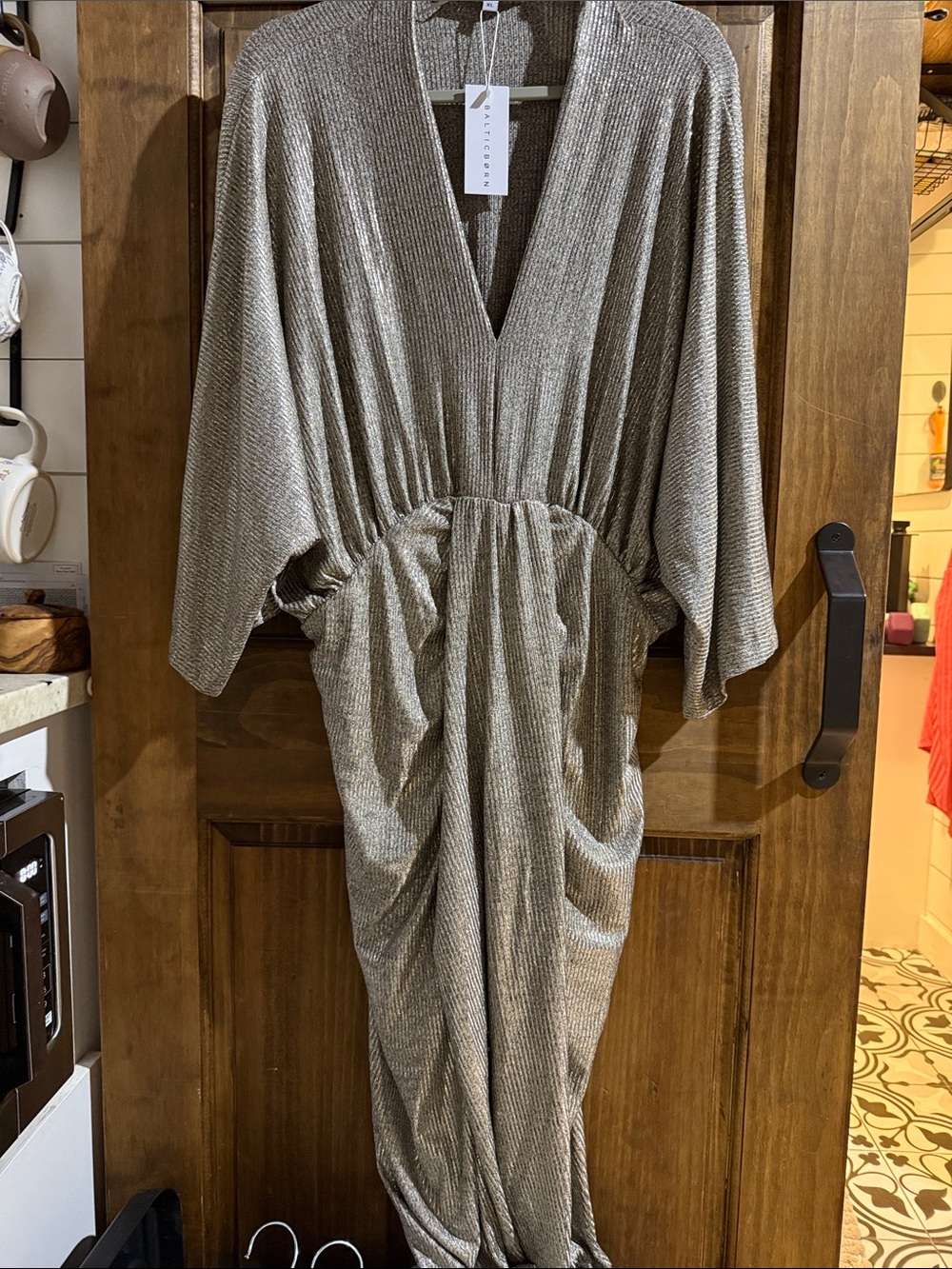 Baltic Born Taupe Ribbed V-Neck Jumpsuit with Gathered Waist beautiful dress